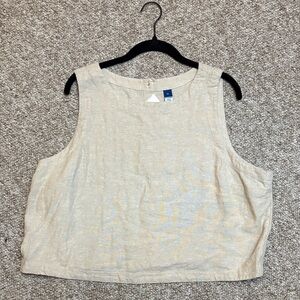Old Navy Cream Linen-Blend Sleeveless Crop Tank